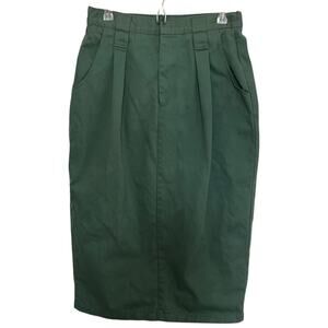 IC Isaac Vintage Pleated Pencil Skirt Green Size 12P Made in the USA